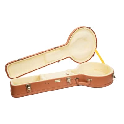 Crossrock Relief Series Banjo Case for 5-String Resonator | Carved Red Wood Finish, Ivory Plush Interior, Lock – Premium Wooden Hardshell image 2