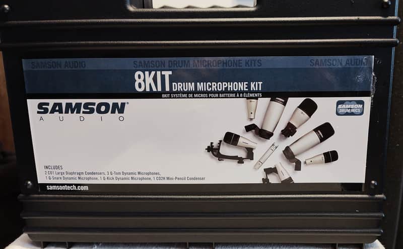 Samson 8Kit Drum Microphone Set 8-piece Drum Mic Kit with 2 Large-diaphragm Condensers for Overhead Use Plus 3 Tom Mics, Snare, Kick and Cymbal/Hi-Hat Mic image 1