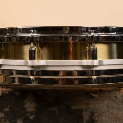 1980s Pearl 3.5x14 Brass Free Floating Snare Drum image 1
