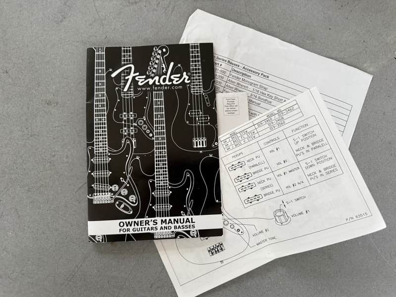 Fender American Series Bass Guitar case candy Warranty+Manual+Control Instructions 2002 - Black image 1