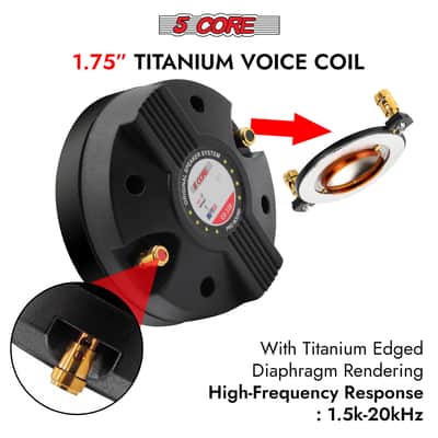 5 Core Compression Driver 1″ PA Horn Tweeter 2Pc Pro Audio 800W 1.75″ Voice Coil 20Oz Magnet 8Ohm Driver image 9