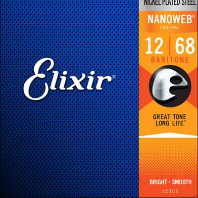 ELIXIR 12302 NANOWEB NICKEL PLATED STEEL ELECTRIC GUITAR 6-String (BARITONE 12-68) image 1