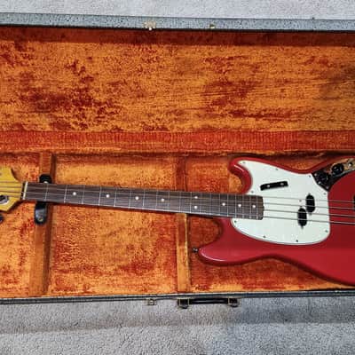 1966 Fender Mustang Bass- Dakota Red, good condition, w/ case image 1