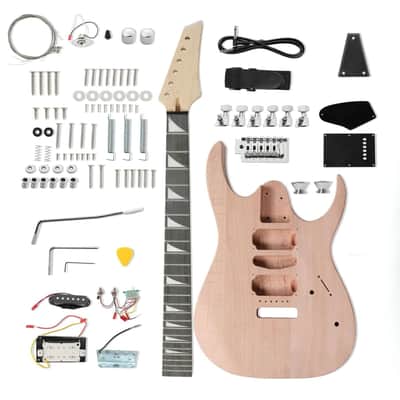 DIY Solderless Super Strat Ibby Style Guitar Kit - Mahogany Body & Maple Neck image 1