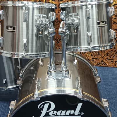 1990s Pearl Export Shell Pack in Brushed Steel – 22″,12″,13″ & 16″ image 5