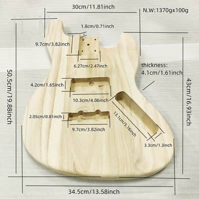 Unfinished DIY Project Paulownia Wood Jazz Bass Style Body image 18