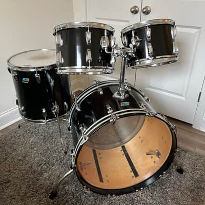 1980s Ludwig Hollywood Drum Set – Original Black Cortex – 6‑Ply Maple – B/O Badges image 1