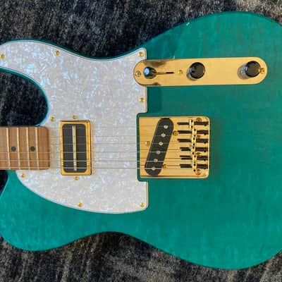 Warmoth Telecaster BODY Quilt Maple Transparent Turquoise White Korina Lollar CC, Fralin Split Steel Bridge VIDEO! image 1