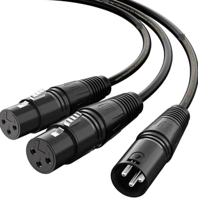 XLR Y-Splitter Cable, Dual Female XLR to Male Mic Combiner Y Cord Balanced Microphone Adapter Patch Cable (3 Pin 2 Female to 1 Male)-1.5 Feet image 1
