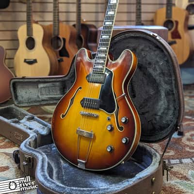 Eastman T64/v-T-GB Thinline Hollow Body Electric Guitar Antique Gold Burst w/ Hard Case image 2