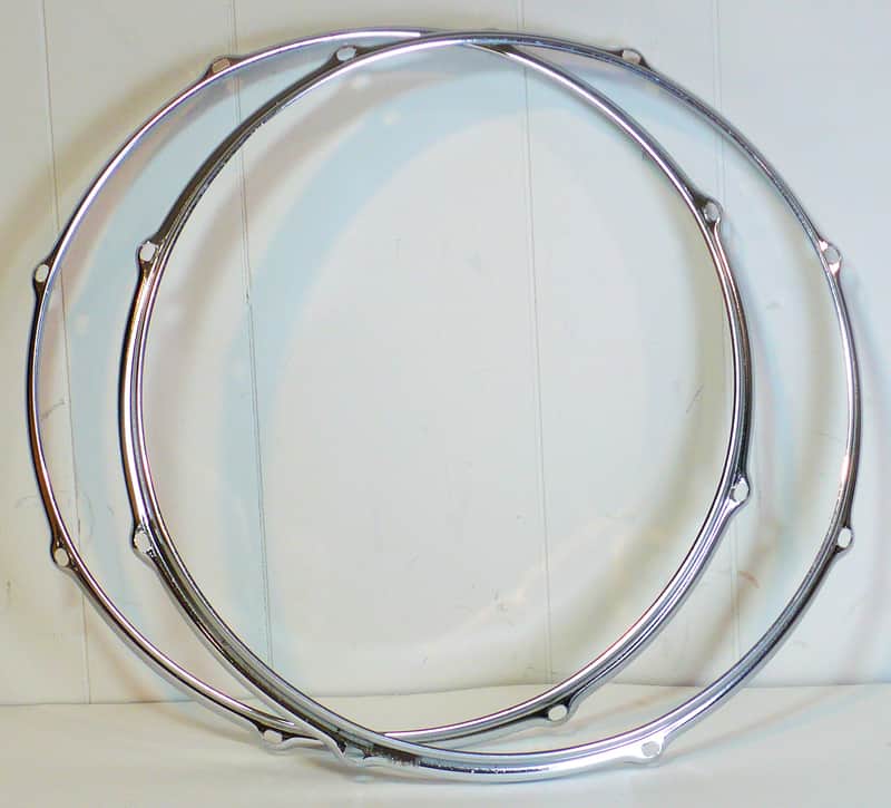 14" 8 Lug Stick Saver Hoops / Chrome over Steel / Possibly Slingerland? image 1