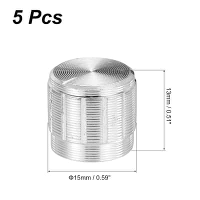 5pcs Potentiometer Knob Knurled Shaft Silver Tone Aluminum 6mm Shaft Dia. Rotary Knob 15mmx13mm Volume Control Knob image 2