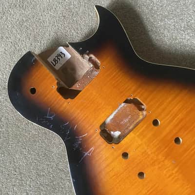 Single Cut Guitar Body, Sunburst, Flamed Maple, Mahogany image 2