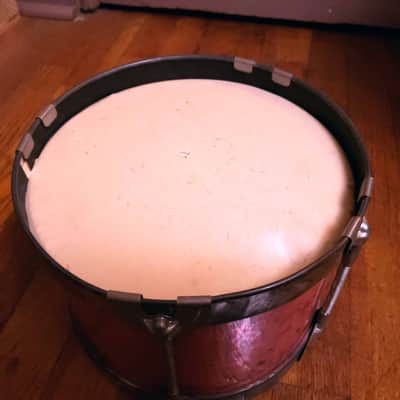 Pair of 1960s Noble & Cooley Tin Toy Tom + Floor Tom Drum - Red Steel w/Legs image 24