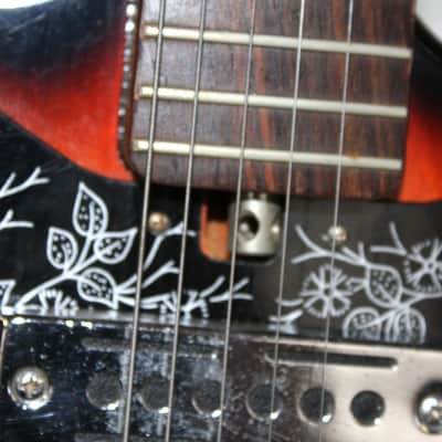 Vintage 1960's TEISCO Del-Ray ET-200 Tulip Sunburst Electric Guitar With Gig Bag image 7