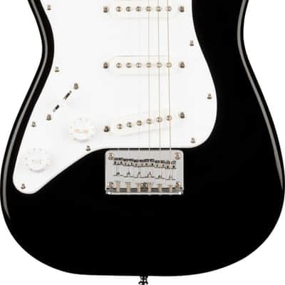 Squier Mini Stratocaster Left-Handed Electric Guitar, Laurel Fingerboard, White Pickguard, Black image 1
