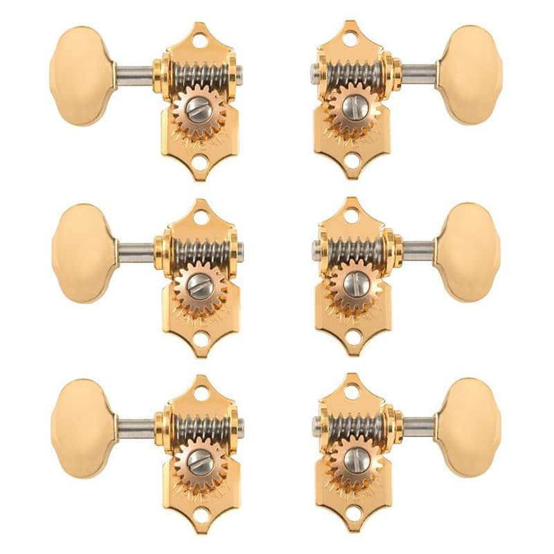 Waverly Guitar Tuners with Butterbean Knobs for Slotted Pegheads, Gold, 3L/3R image 1