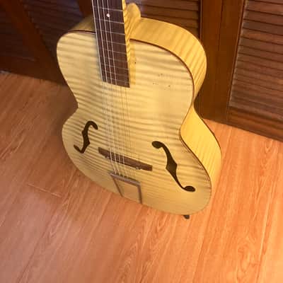 Sears Brand Archtop Jazz Guitar 1960 - Off-white with painted Zebra stripe image 3