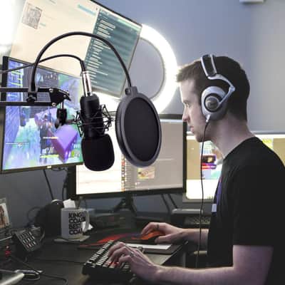 Live Audio BM-800 All Black Series Set Equipment Condenser Microphone Set with Accessories as Shown image 10