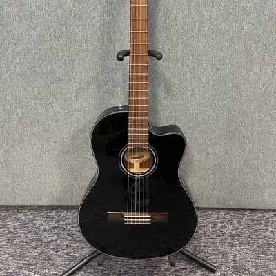 Fender CN-140SCE Classical Nylon String Acoustic-Electric Guitar - Gloss Black image 3