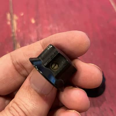 1965 Fender Mustang Vintage Electric Guitar Control Knobs – Original ’60s Matching Large Skirted Volume & Tone Black S-647 Plastic Knob Pair w/ Set Screws Jazz Bass Jaguar (1962-1972) image 3