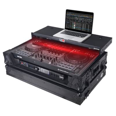 ProX XS-DDJFLX10WLTBLLED | Pioneer DDJ-FLX10 Case with Laptop Shelf and LED | Flight Case with Glide Shelf and RGB LEDs image 1