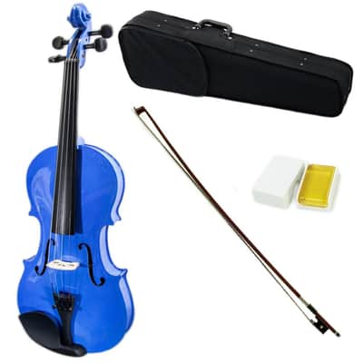 Full Size 4/4 Student Violin Outfit – Blue Finish | Case, Bow & Rosin Included image 1