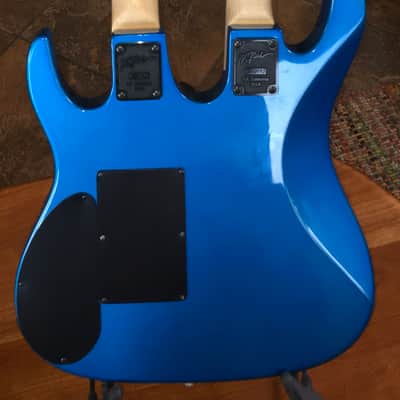 1987 BC Rich double neck Assassin ST-III Blue with lightning bolt graphics image 4