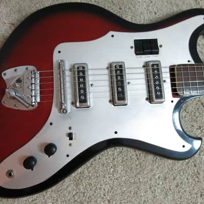Vintage 1960s Teisco Tulio MIJ Bizarre Guitar Sunburst Garage Surf Rock image 3