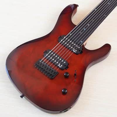 Custom 8 String Fretless Electric Guitar, Burl Wood Top Body, Maple Neck image 2