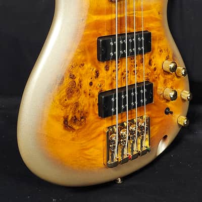 Ibanez SR400EPBDX SR Standard Bass, Poplar Burl Top, Mars Gold Metallic Burst image 3