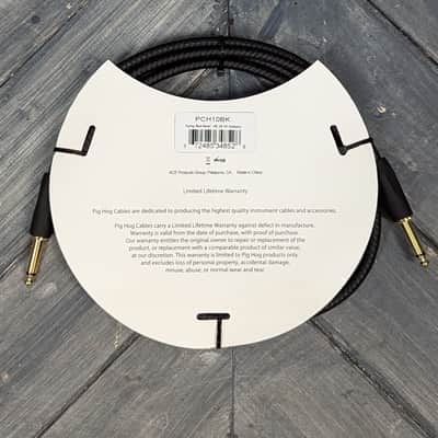 Pig Hog PCH10BK 10ft Black Woven Straight to Straight Instrument Cable image 2
