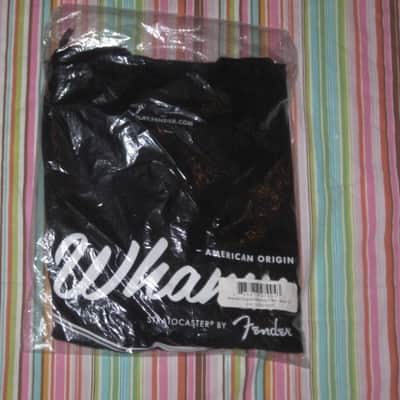 new (old stock) A+ shape with paper hang-tag & clear plastic packaging genuine Fender American Original Whammy Short Sleeve T-Shirt, Size Medium (M), part # (p/n): 9123013025, SHIRT: Black 100% Cotton / GRAPHIC: White, Gray, Silver image 18