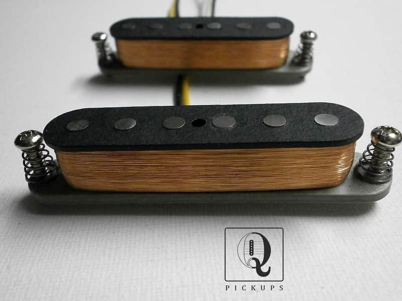Hot Mustang Pickups A5 Vintage 7.5kOhm Bridge 6.4kOhm Neck Offset Electric Guitar Custom Shop Q Fits Fender GrayBottom HandWound by Q pickups Duo Sonic image 1