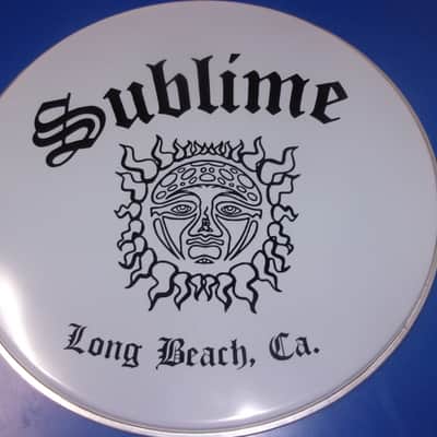 Sublime 3 Decal band name logo black design on a White Big 16" Drum head has lot tiny air bubbles image 1