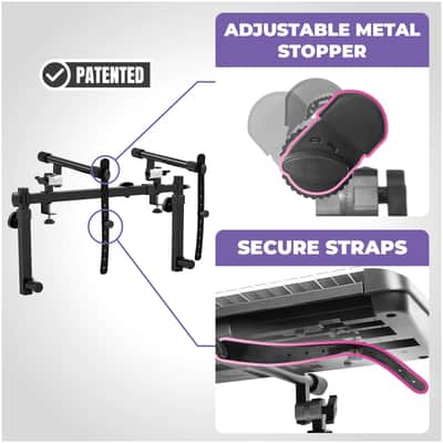 Liquid Stands Dual Piano Keyboard Stand with 2nd Tier - Adjustable Z-Style 2-Tier Heavy-Duty Stand for Synths and Electric Keyboards - Fits 54-88 Key Pianos image 5