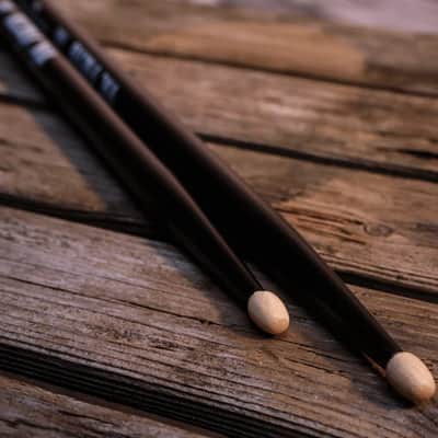 Vic Firth American Classic 5A Wood-Tipped Drumsticks - Black, 4 Pairs with Austin Bazaar Polishing Cloth image 6