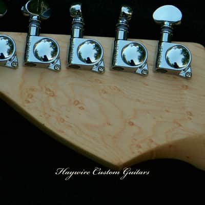 X- Wide 1-3/4" (45 mm) Birdseye Maple/Ebony Neck Tobacco Sunburst Solid Mahogany Strat + Working Bridge Tone+ Treble Bleed+7 Sound Switch+ Matte Black Guard + Grover 406C Locking Tuners+ Leveled, Crowned and Polished Frets+Low Action Setup! image 4