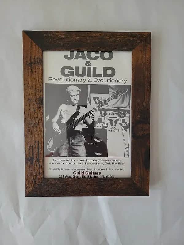 1985 Guild Guitars Promo Ad Framed Jaco Pastorius Guild Pilot Bass Original image 1