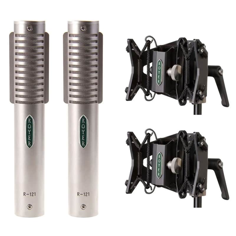 Royer Labs R-121 Ribbon Microphone Matched Pair with 2 Sling-Shock Bundle image 1