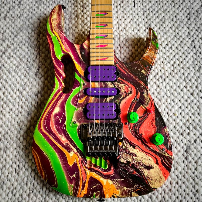 Ibanez JEM77-PMC 1991 Purple Multi Color – Near Mint - ATD Swirl image 1