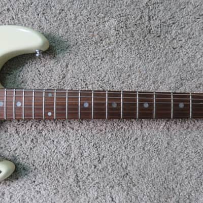 Vintage 1960s Lyle Guitar Aria Teisco Strat Offset Unique Alpine White Faded Rare Shape image 6