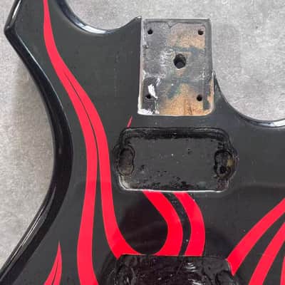Black Warlock Style Guitar Body with Red Top image 5