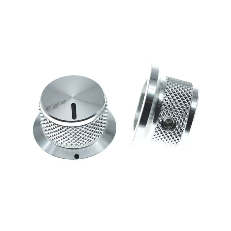 Silver Metal Top Hat Knobs - 1/4" Shaft (Set of 3) image 1