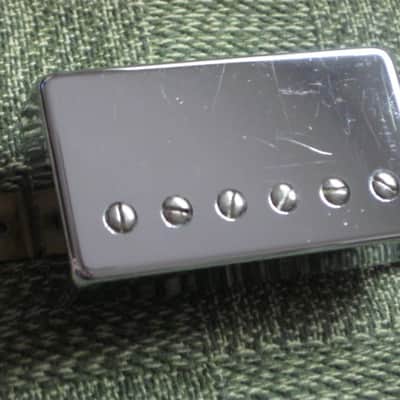 used 2004 Ibanez Super 58 Bridge HB pickup, Chrome, Indonesia, Ceramic (7.82k) SP-58-R, the R stands for rear which is bridge (but can go in Neck position, Ibanez pickup modeled after PAF) 4 conductor +springs/screws, SP-58 image 17