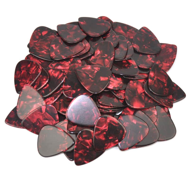 Celluloid Red Pearl Guitar Or Bass Pick - 0.46 mm Light Gauge - Thin 351 Shape - 100 Pack New image 1