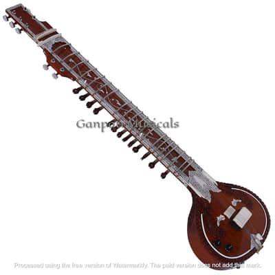 SITAR~RAVI SHANKAR STYLE~7 STRINGS~DESIGNER TUN WOOD~PICKUP TO CONNECT WITH AMPLIFIER~FLAT~WITH GIG BAG, MIZRABS & STRINGS image 2