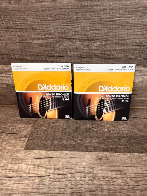 D'Addario EJ14  ~ 80/20 Bronze ~ Light Top/Med Bottom ~ Acoustic Guitar Strings ~ 12-56 ~ NIB (LOT of 2) image 1