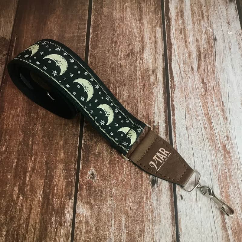 1To1Music Handmade Vegan Black Zodiac Moon Hemp Banjo Strap by...