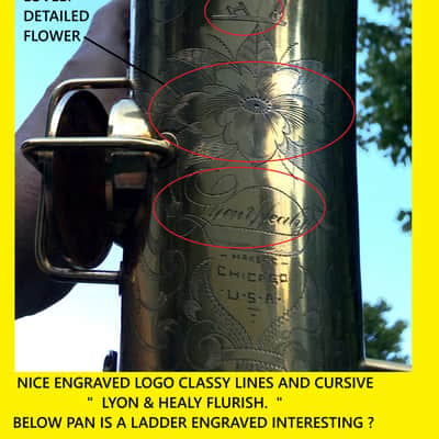 MAKE OFFER DUBBED "PAN AND PERKS" LYON AND HEALY TENOR SAXOPHONE ULTRA RARE BURNISHED GOLD PLATED ARTIST MULTI PORTRAITS TOP FINISH #6 SPECIAL ORDERED ORIGINAL MPC image 16